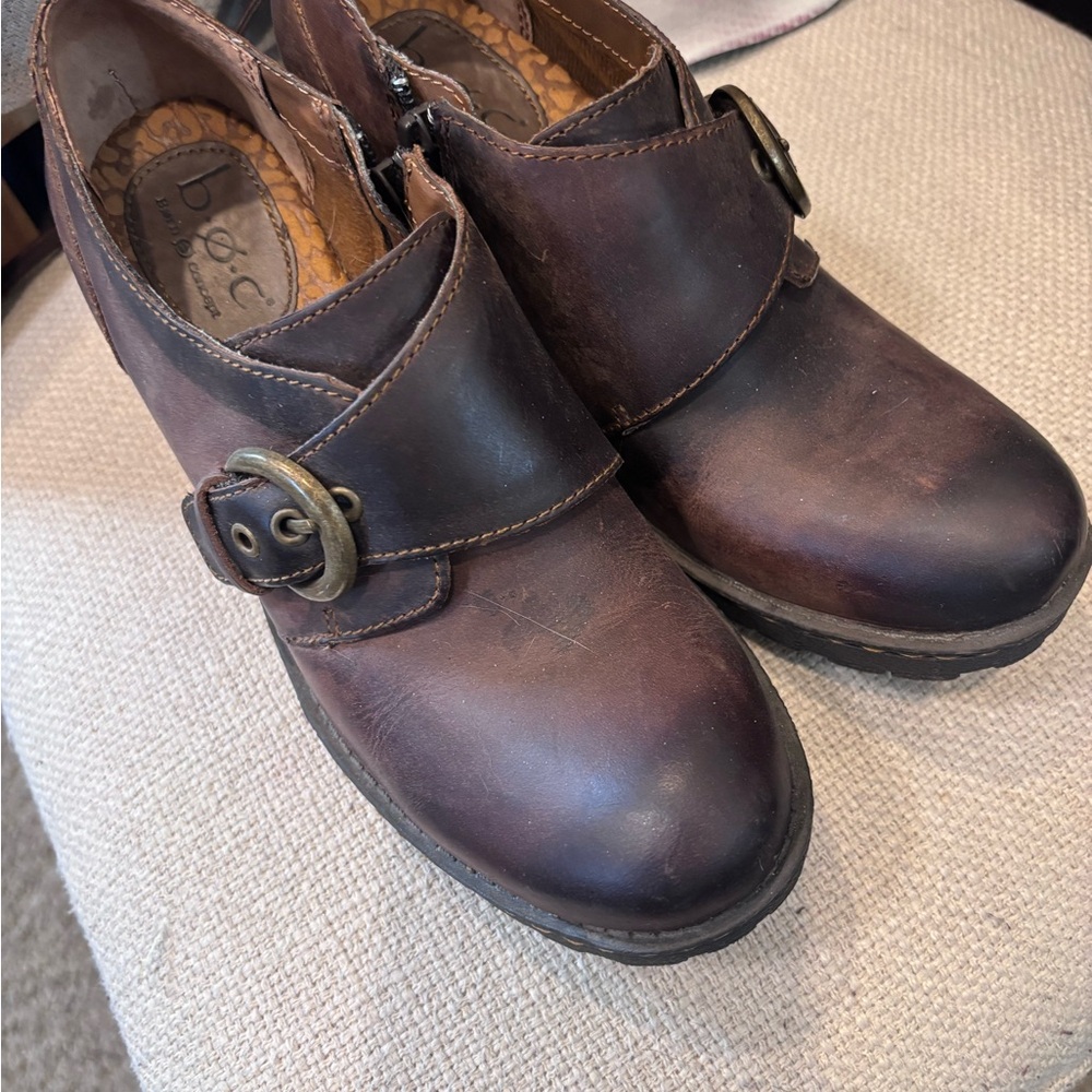 boc Women's Dark Brown Leather Mules with Buckle